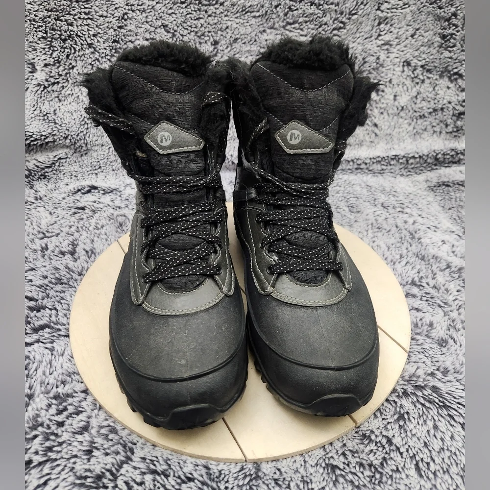 Merrell Winter Boots Womens Size 8 Black Snow Fleece Lined Insulated Waterproof